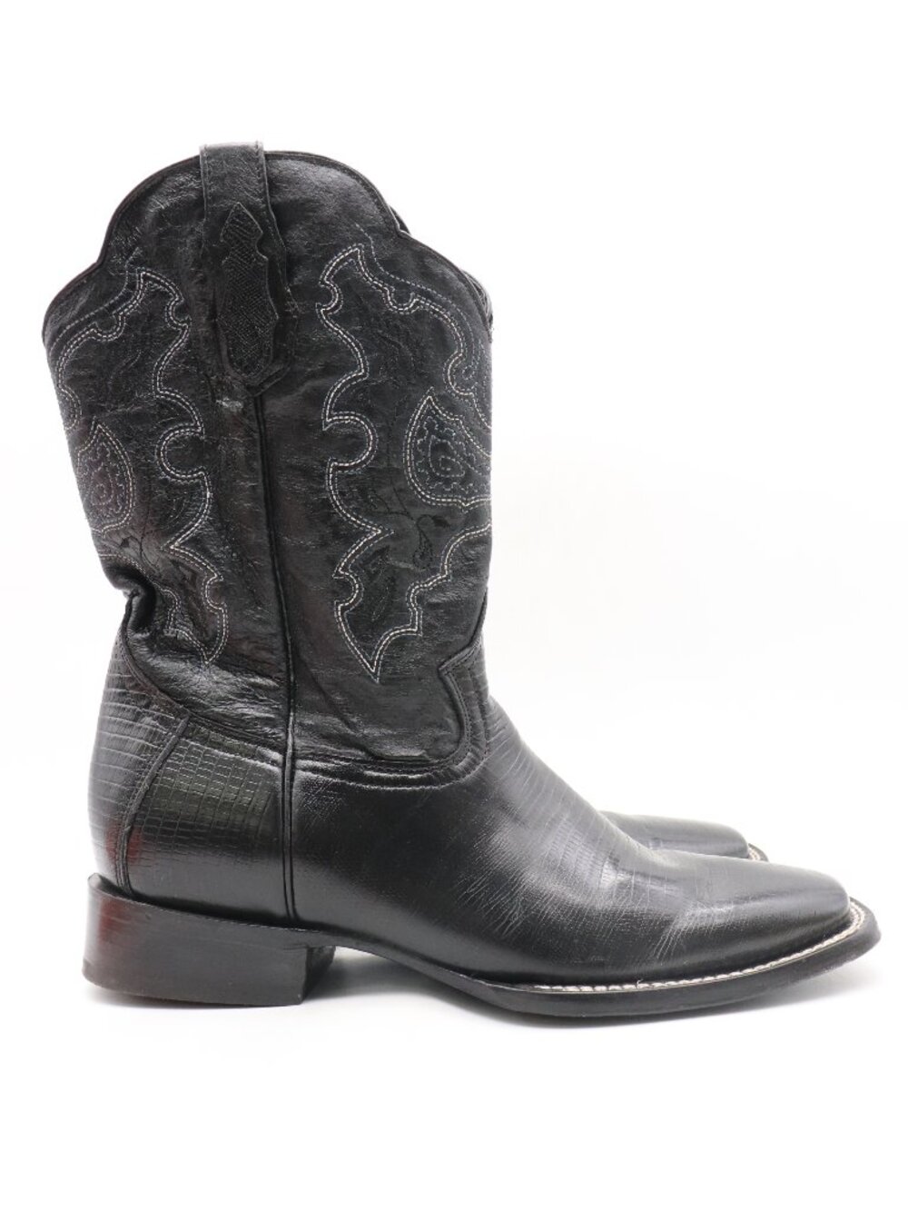 El General Men's 11.5 Black Lizard Print Leather Western Cowboy Rodeo Boots